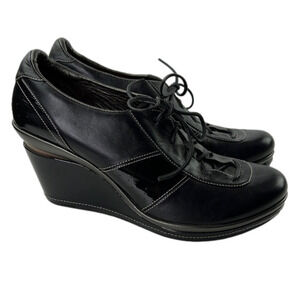 Cole Haan Nike Air black  leather lace up wedge shoe size 10
